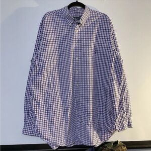 Polo Ralph Lauren Men's Blue and White Plaid Shirt